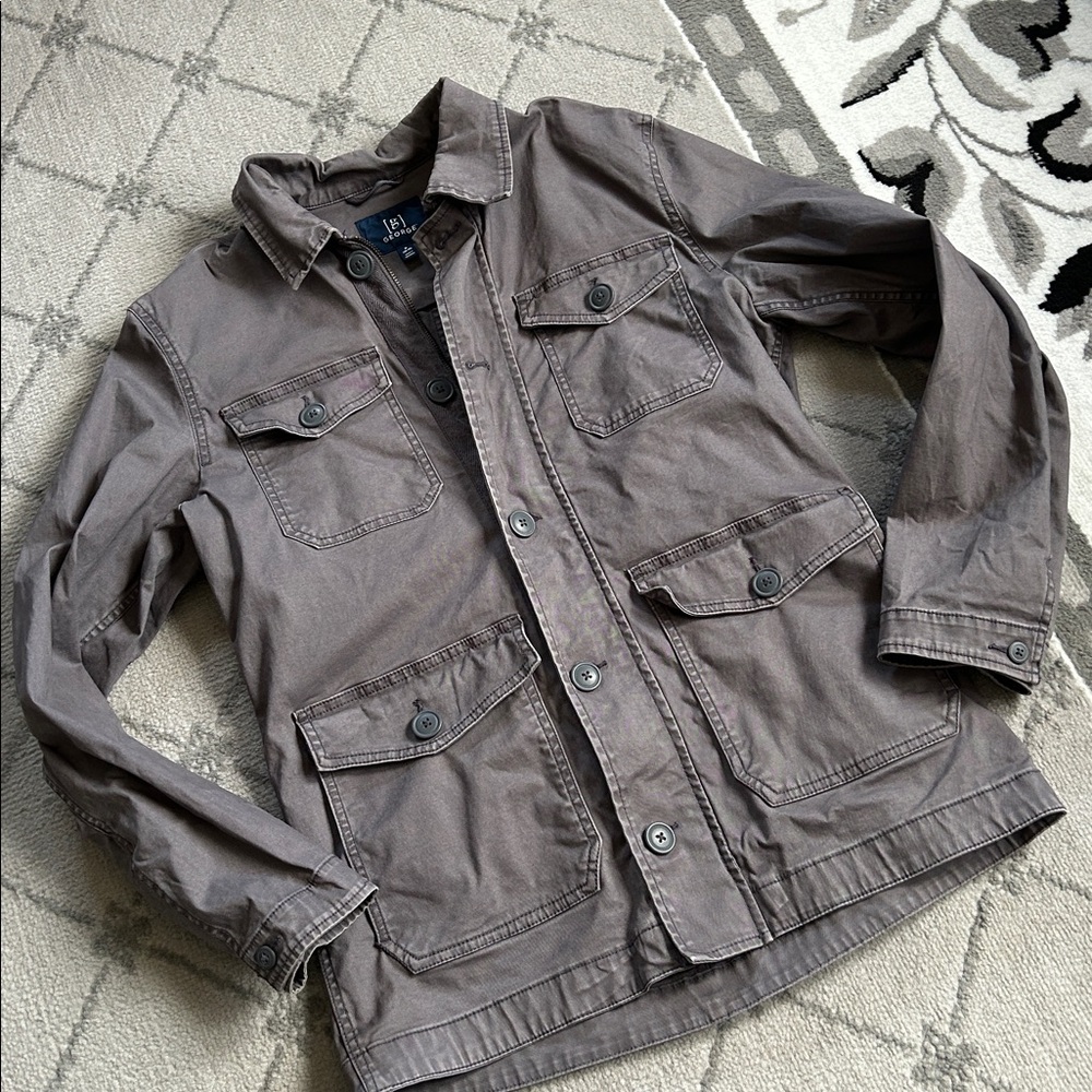 George Men's Gray Utility Military Field Jacket